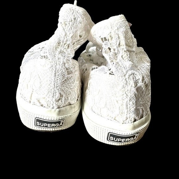 SUPERGA White Lace High Top Sneakers Gently Used Size 11 - Picture 4 of 11